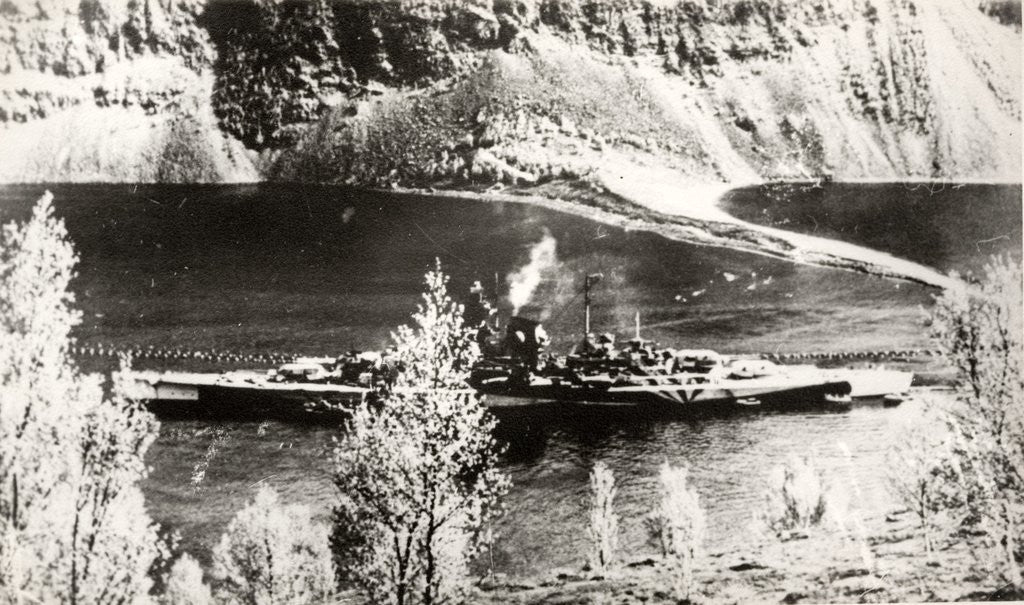 Detail of The German Battleship Tirpitz, probably photographed in a Norwegian Fjord by Corbis