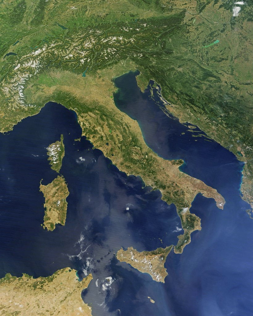 Detail of Satellite View of Italy, Sicily, Sardinia and Corsica by Corbis