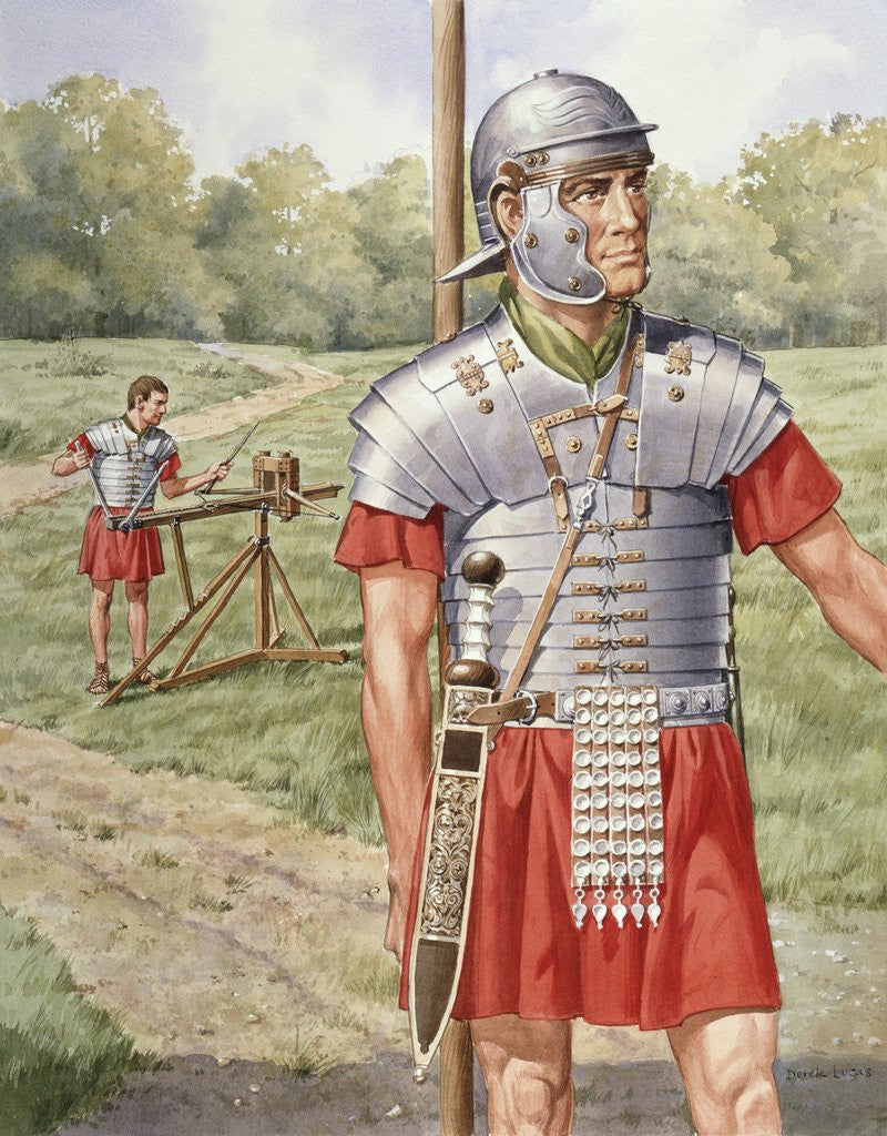 Detail of Roman soldier in armor by Corbis