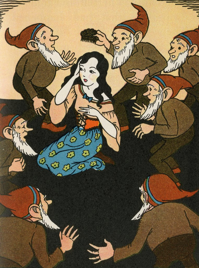 Detail of Snow White trying on poisoned comb by Corbis