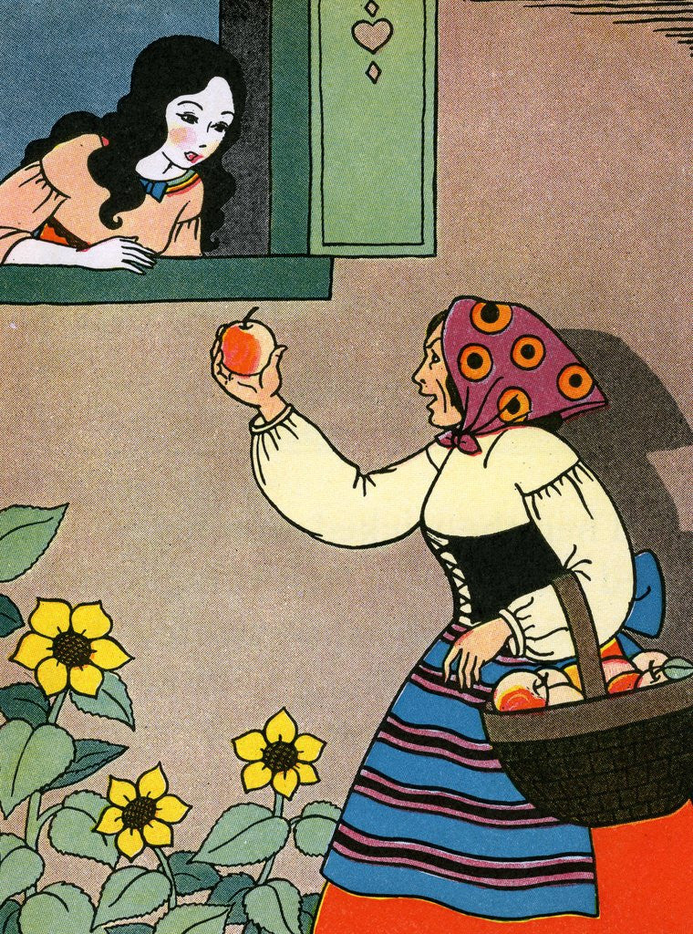 Detail of Old woman giving Snow White poison apple by Corbis