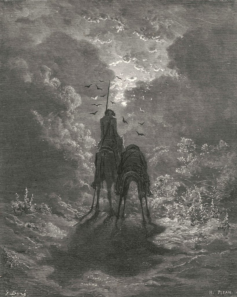 Detail of Don Quixote on horseback by Gustave Dore