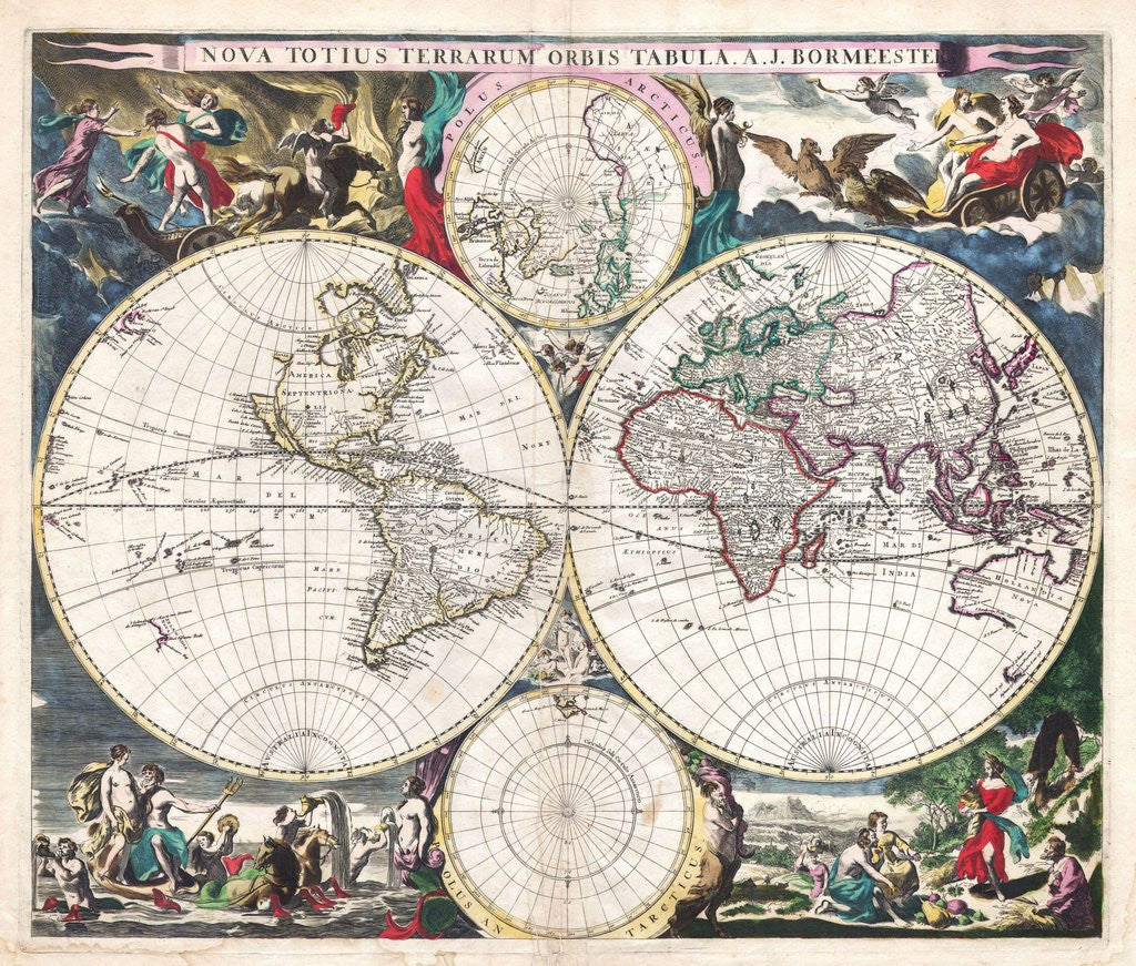 Detail of Double-hemisphere world map by Joachim Bormeester