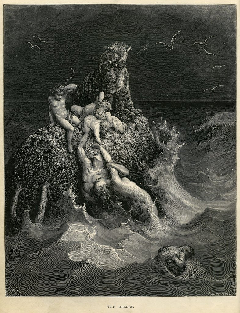 Detail of The Deluge or Noah's Ark by Gustave Dore