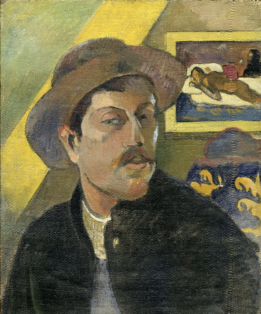 Detail of Self-Portrait with Manao Tupapau by Paul Gauguin