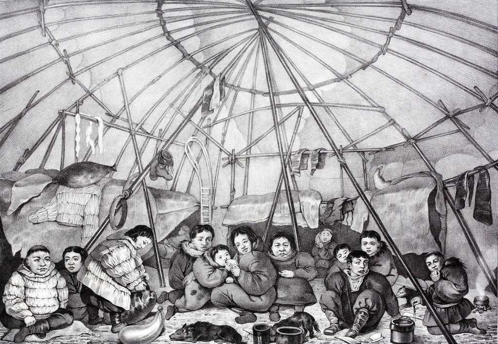 Detail of Chukchi, or Chukchee in a well appointed skin covered tent by Corbis