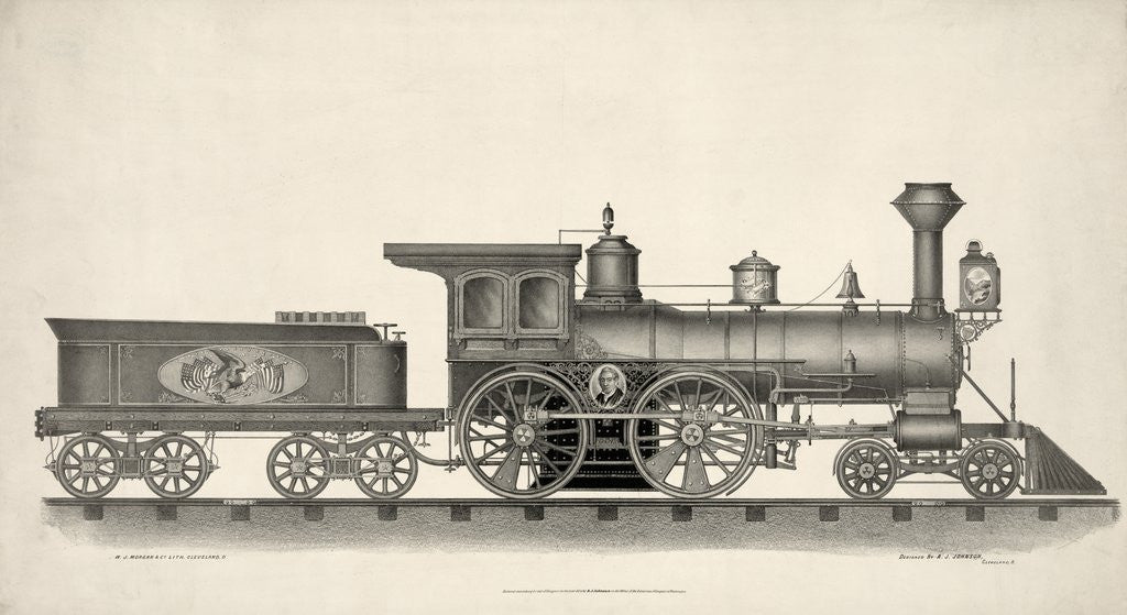 Detail of 19th century steam locomotive engine by Corbis