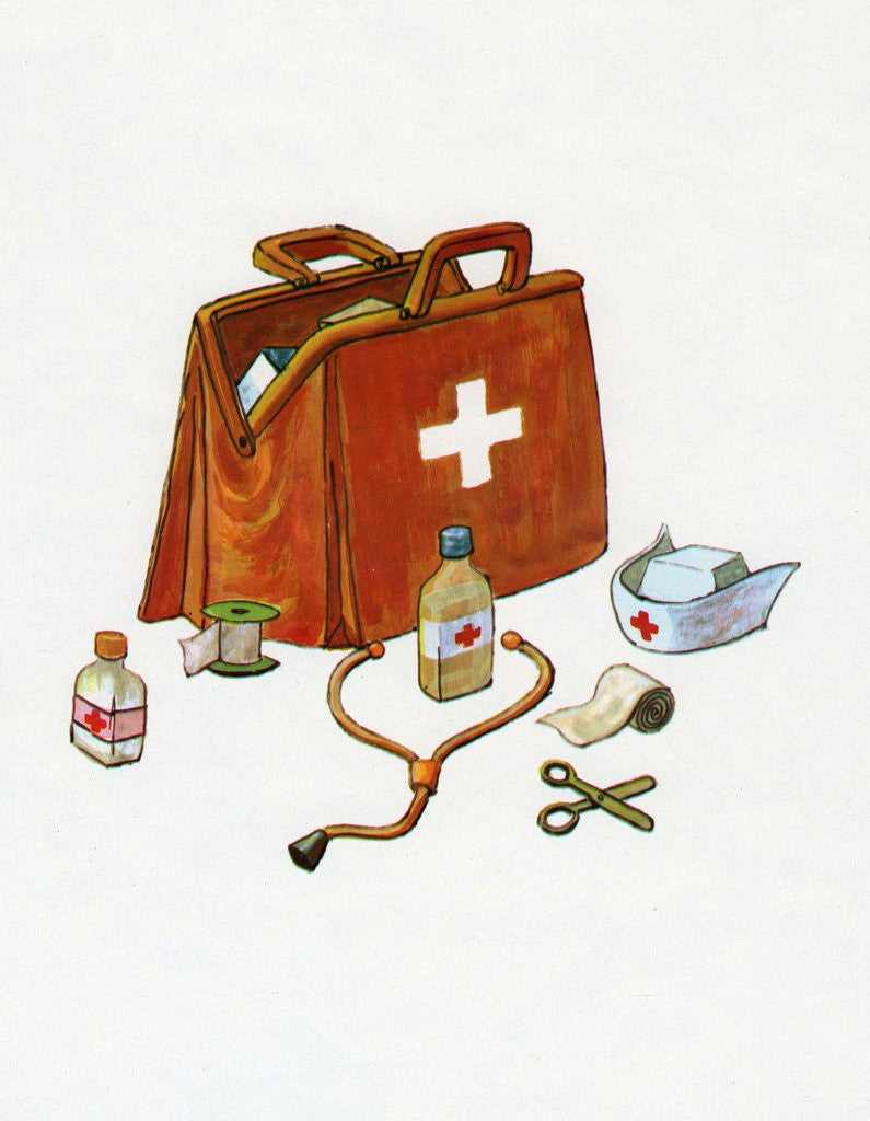 Detail of 1960s illustration of a medical or doctor's bag by Corbis