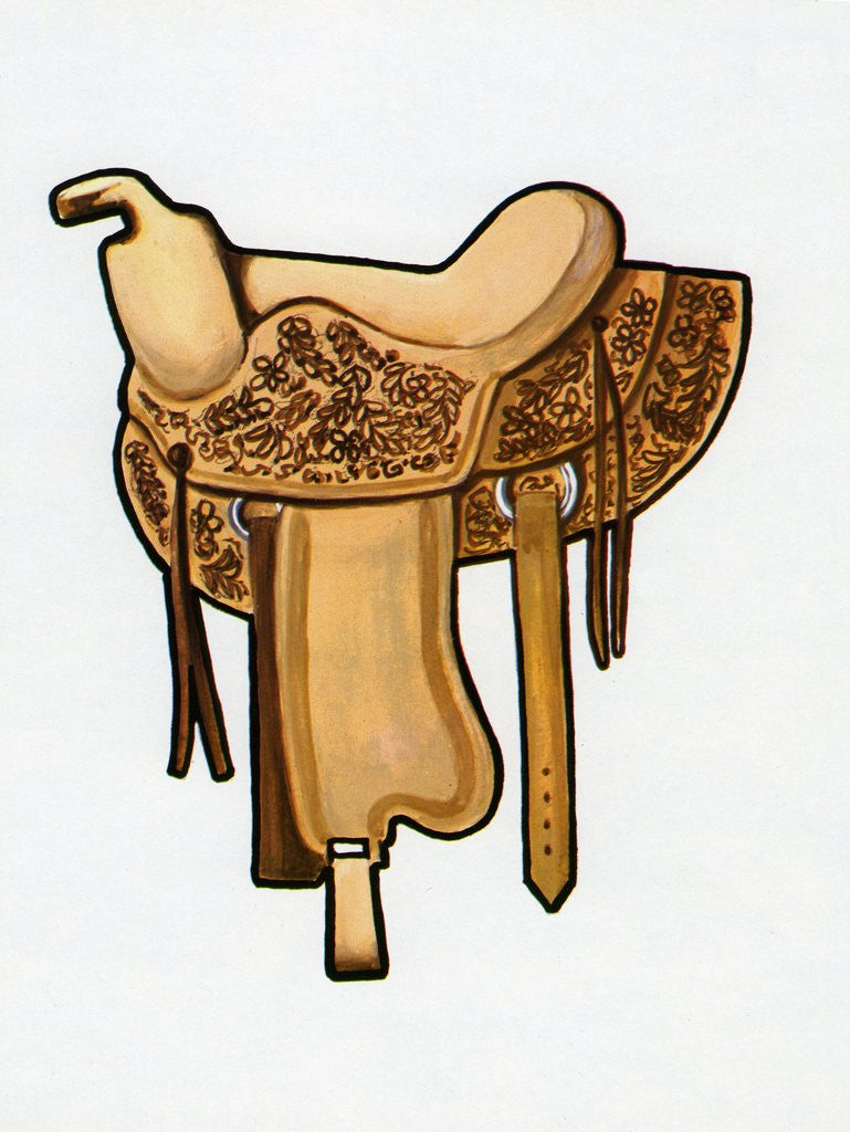 Detail of 1960s illustration of a Western horse saddle. by Corbis