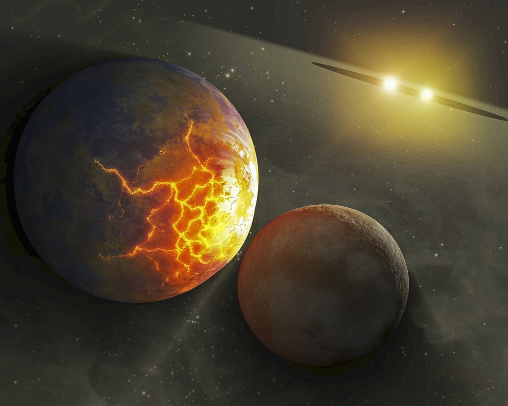 Detail of Illustration of planetary collision by Corbis