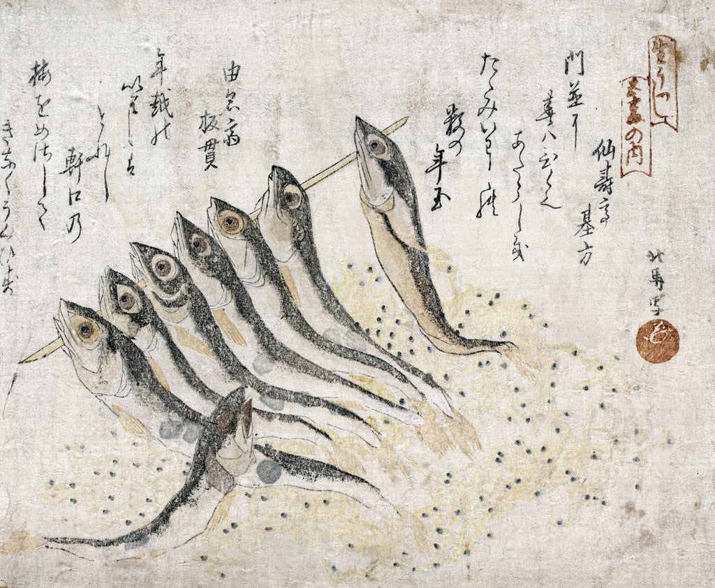 Detail of Sardines by Teisai Hokuba