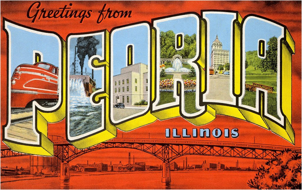 Detail of Greetings from Peoria, Illinois by Corbis