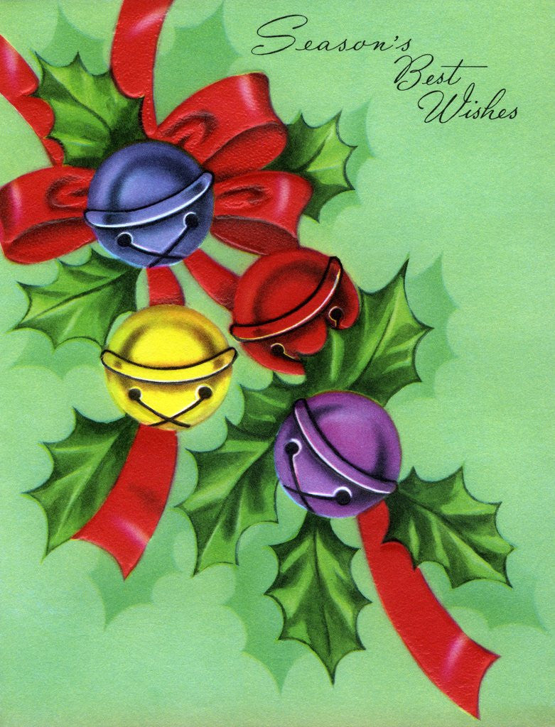 Detail of Vintage Illustration of Jingle Bells and Holly by Corbis