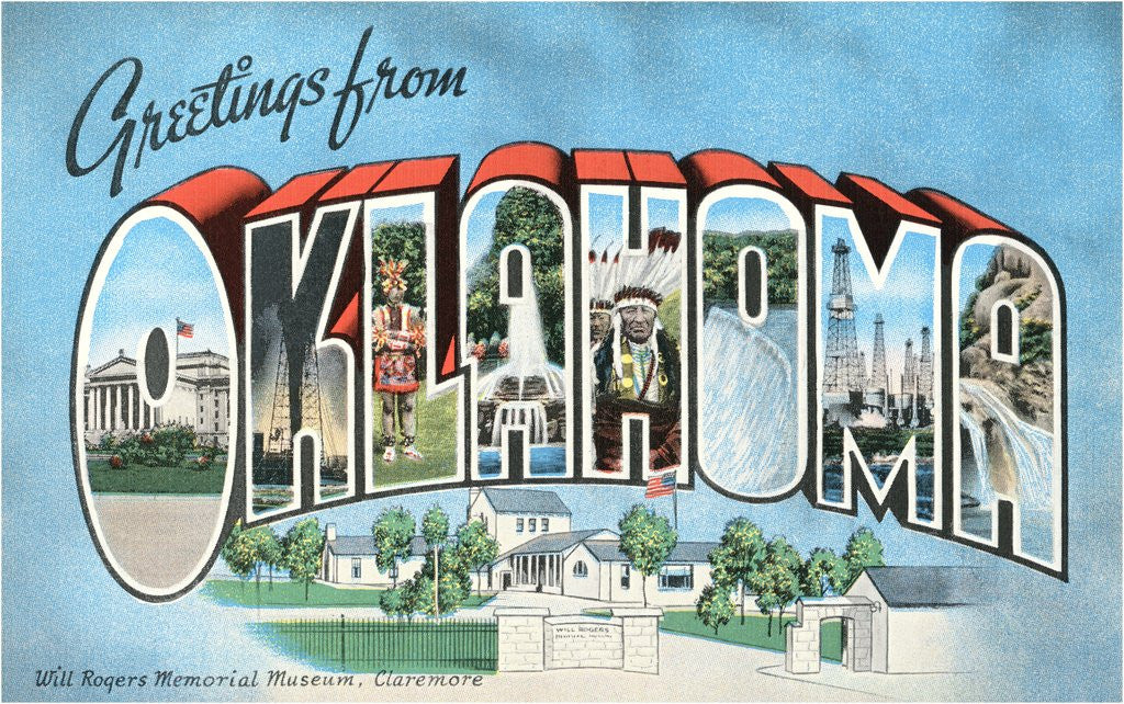 Detail of Greetings from Oklahoma vintage postcard by Corbis