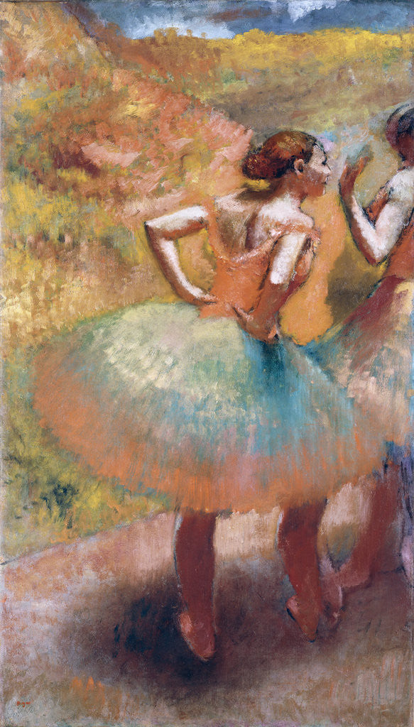 Detail of Two Dancers in Green Skirts by Edgar Degas