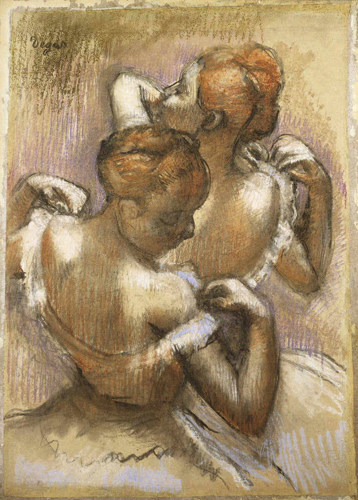 Detail of Two Dancers of the Company Adjusting their Shoulder Straps by Edgar Degas