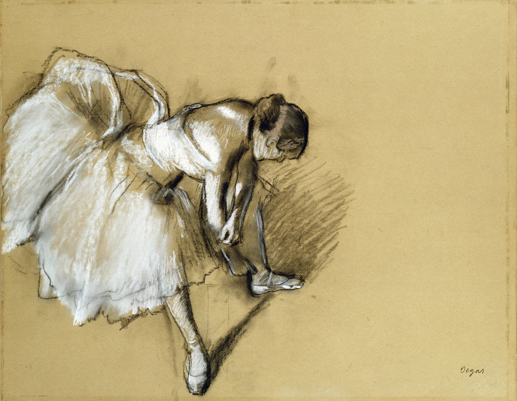 Detail of Dancer Adjusting Her Shoe by Edgar Degas