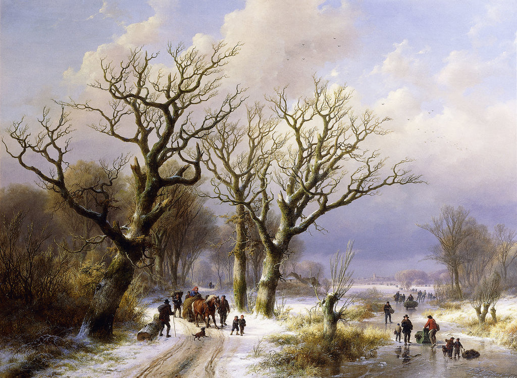 Detail of A Wooded Winter Landscape with Figures by Eugene-Joseph Verboeckhoven