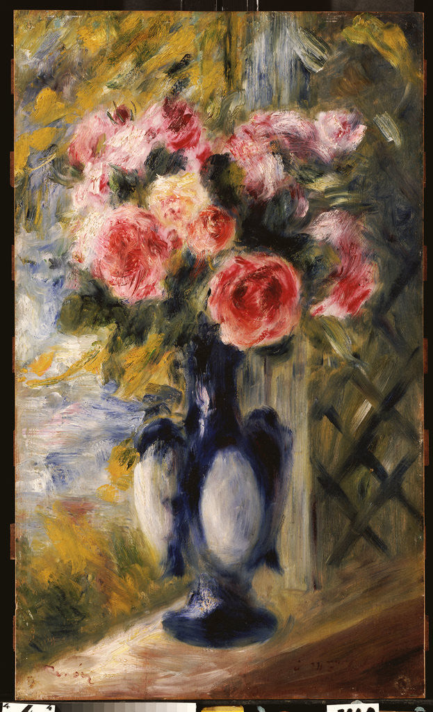Detail of Roses in a Blue Vase by Pierre-Auguste Renoir