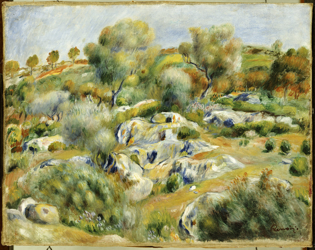 Detail of Brittany Landscape with Trees and Rocks by Pierre-Auguste Renoir