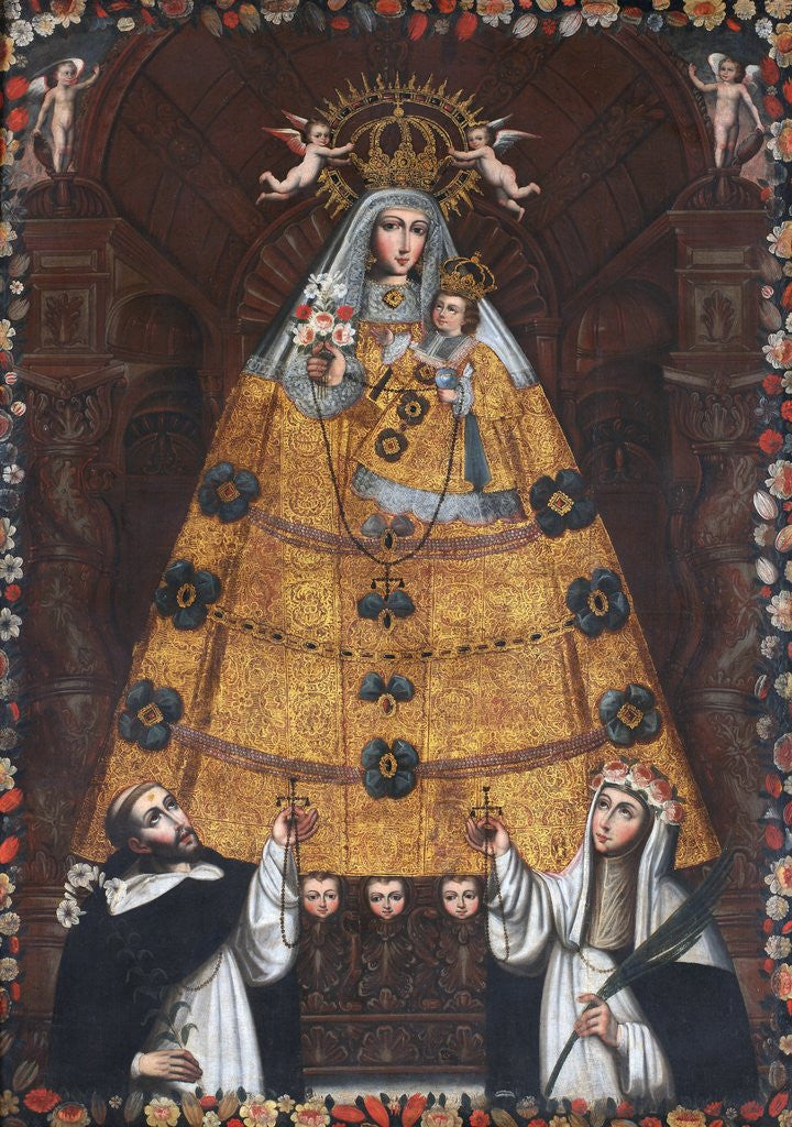 Detail of Our Lady of the Rosary with Saint Dominic and Saint Rose by Corbis