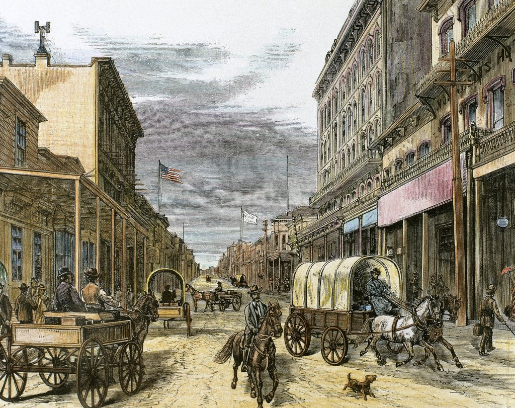 Detail of Virginia City in 1870 by Corbis