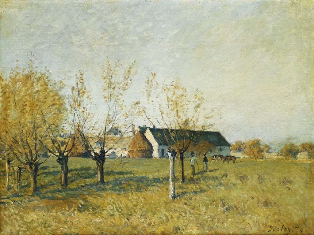 Detail of The Trou d'Enfer Farm, Autumn Morning by Alfred Sisley