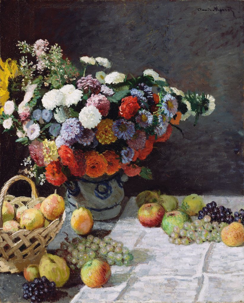 Detail of Still Life with Flowers and Fruit by Claude Monet