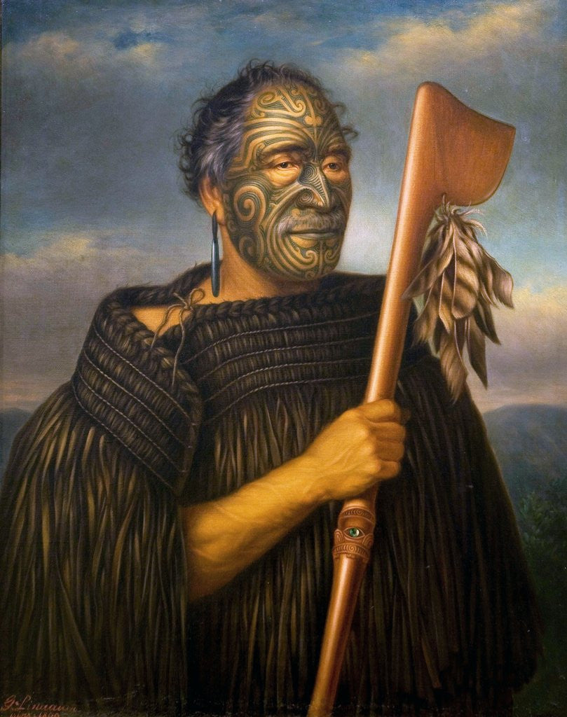 Detail of Maori Chief Tamati Waka Nene by Gottfried Lindauer