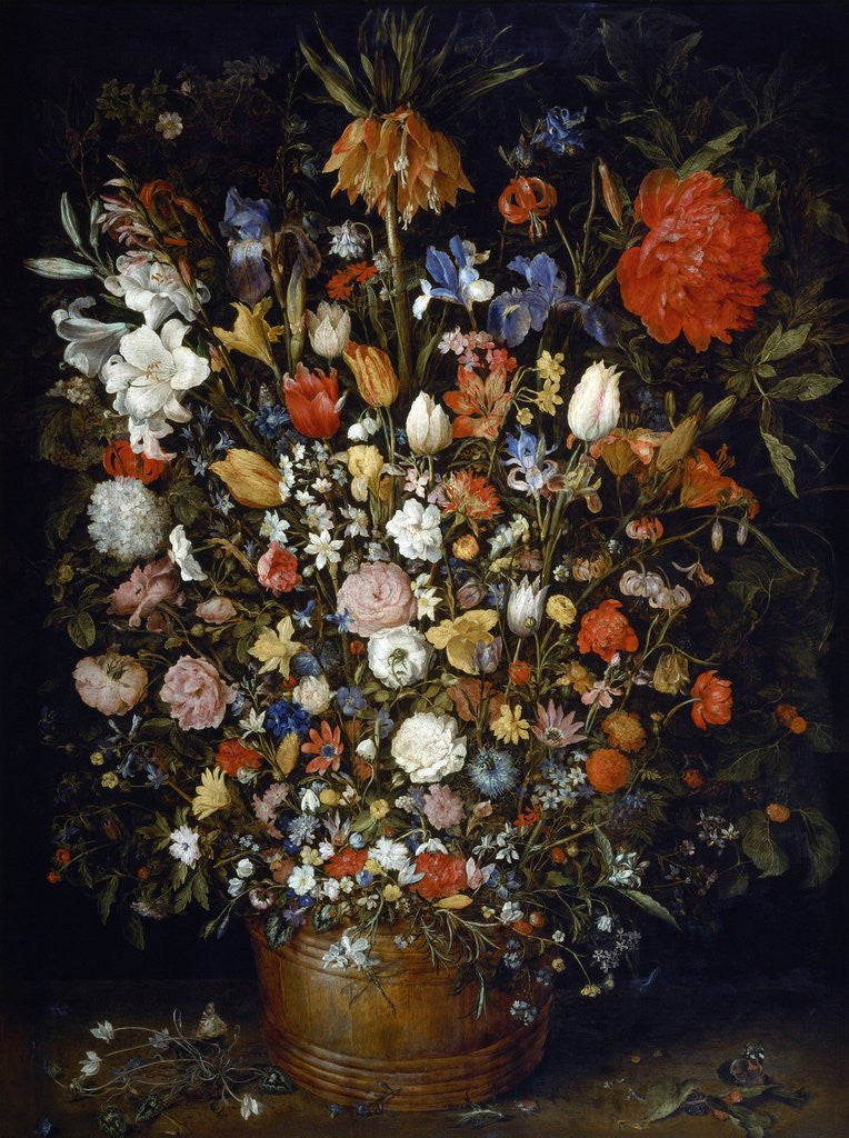 Detail of Flowers in a Wooden Vessel by Jan Brueghel the Elder