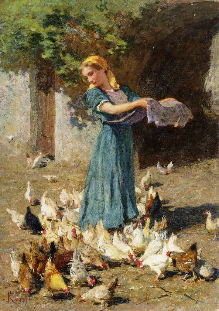 Detail of Feeding the Chickens by Luigi Rossi