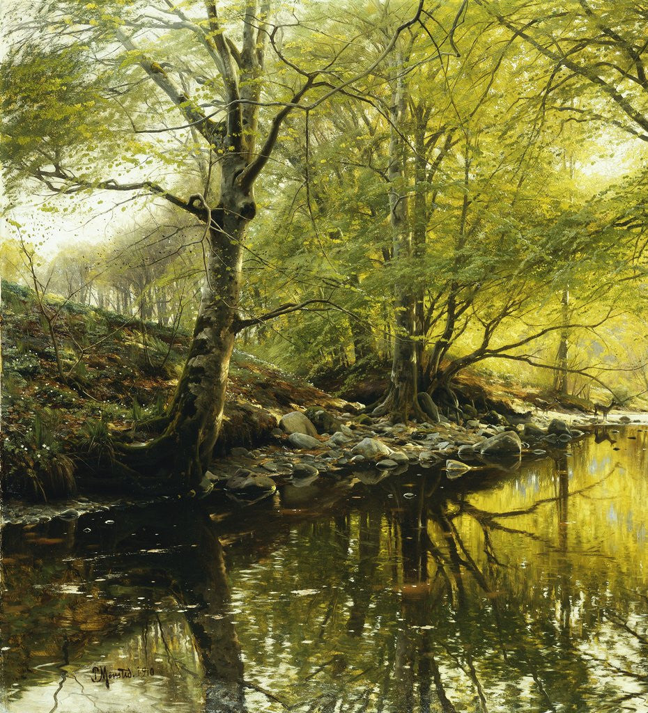 Detail of A Wooded River Landscape by Peder Monsted