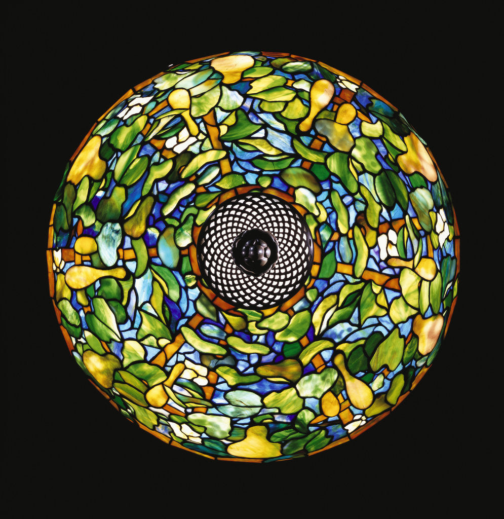Detail of Top view of Tiffany Studios 'Gourd' leaded glass and bronze floor lamp by Corbis