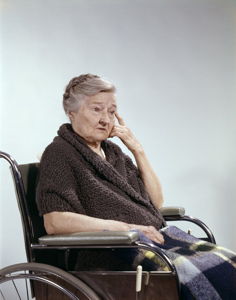 Detail of elderly Woman Wheelchair Portrait 1960 1960s Retro by Corbis