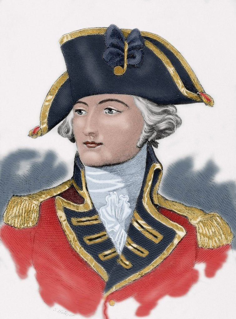 Detail of John Burgoyne (1722-1792). Colored engraving by Corbis