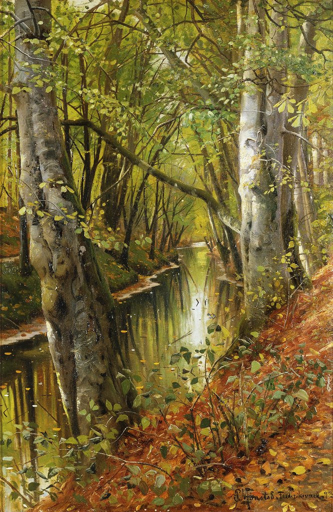 Detail of A Wooded River Landscape by Peder Monsted