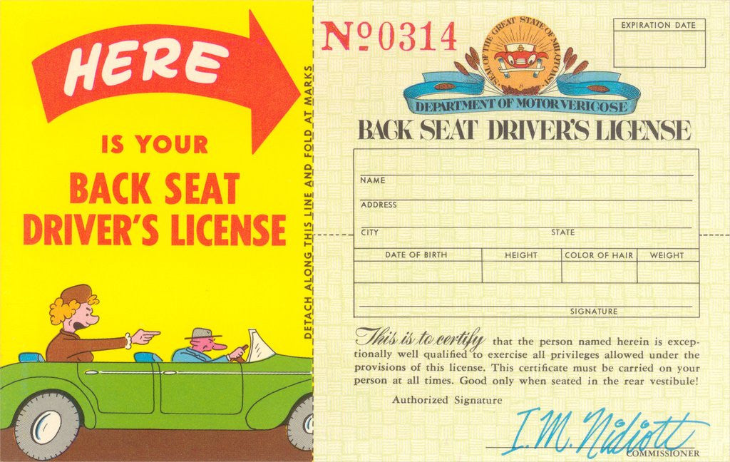 Detail of Back Seat Driver's License by Corbis