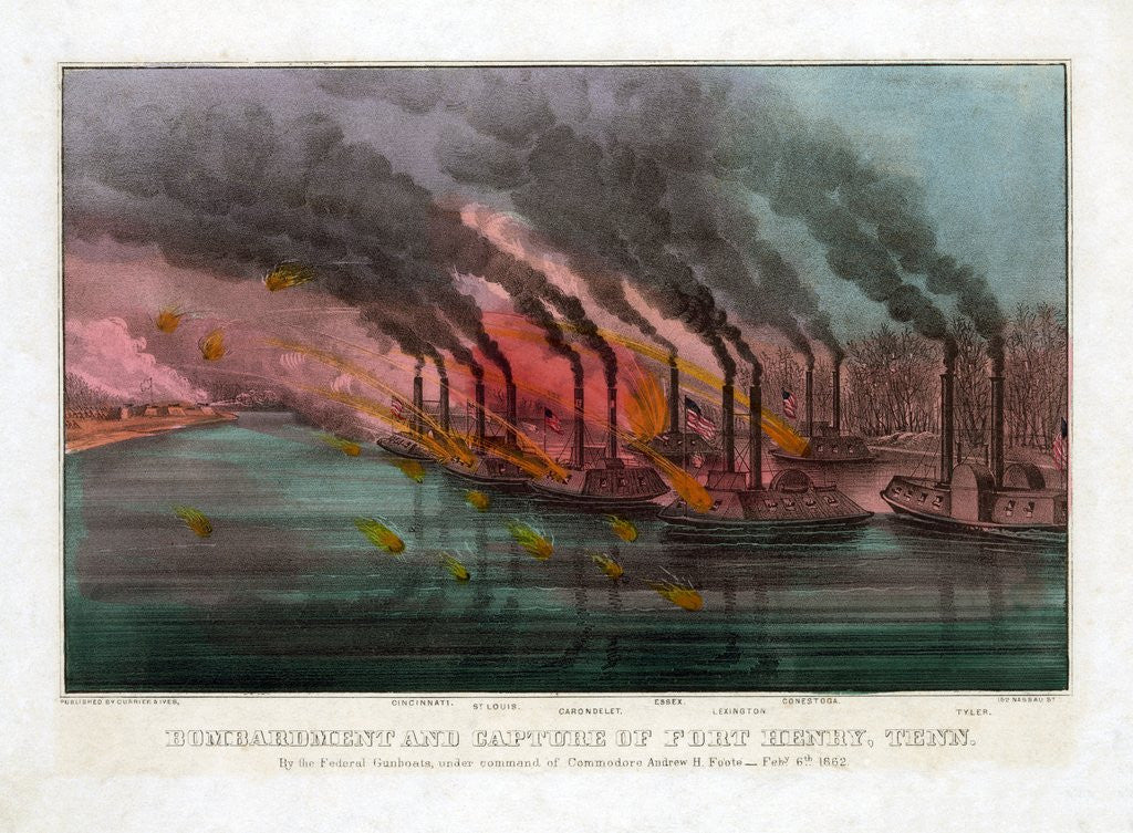 Detail of Bombardment and Capture of Fort Henry, Tennessee by Currier & Ives