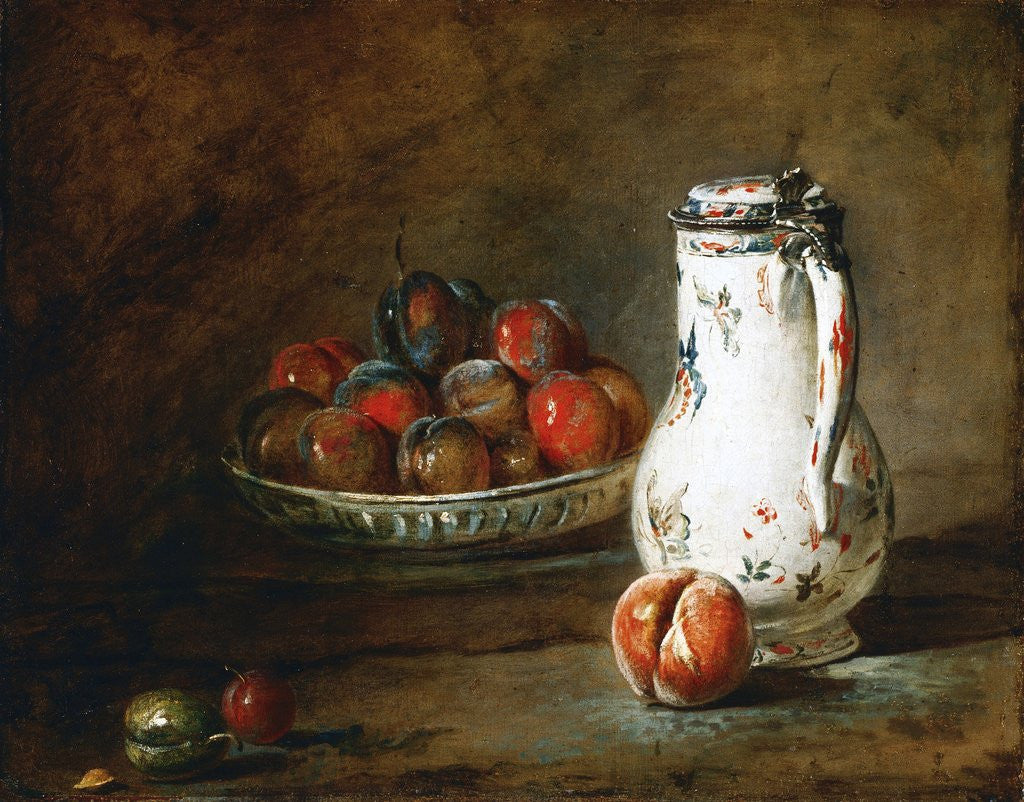 Detail of A Bowl of Plums by Jean-Baptiste-Simeon Chardin