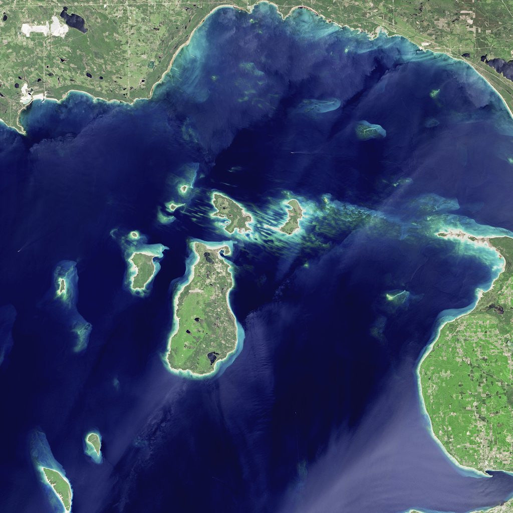 Detail of Satellite View of Beaver Island, Lake Michigan by Corbis