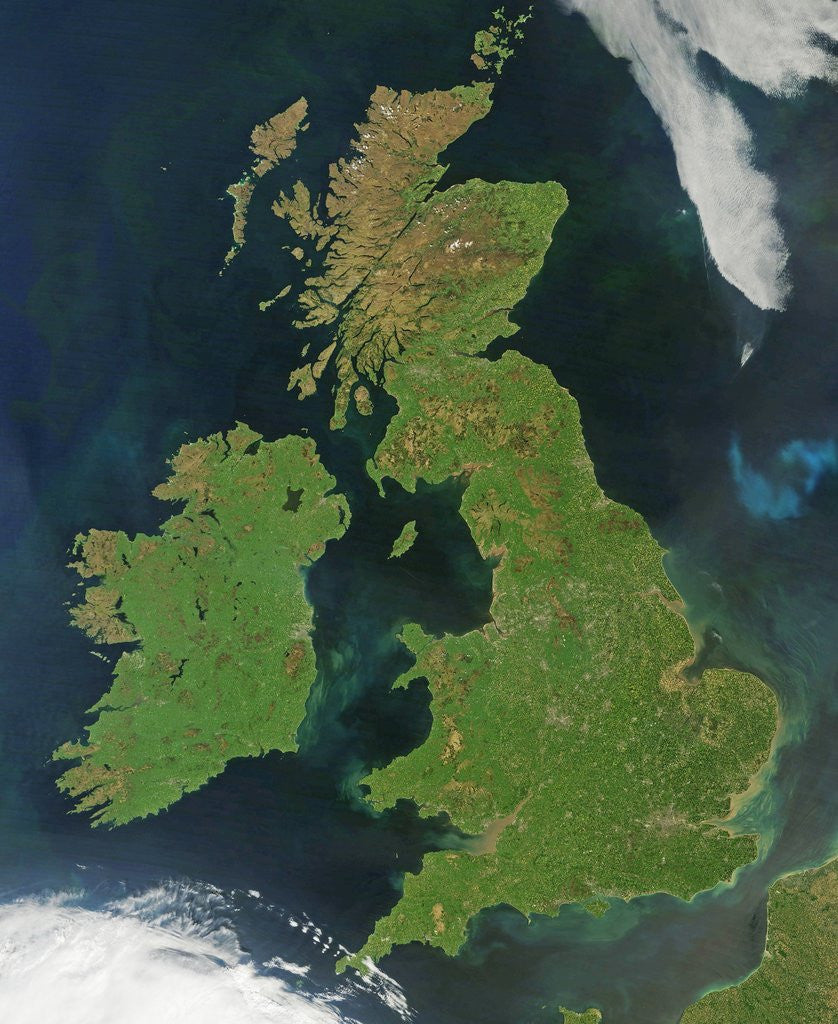 Detail of Satellite view of Great Britain and Ireland by Corbis
