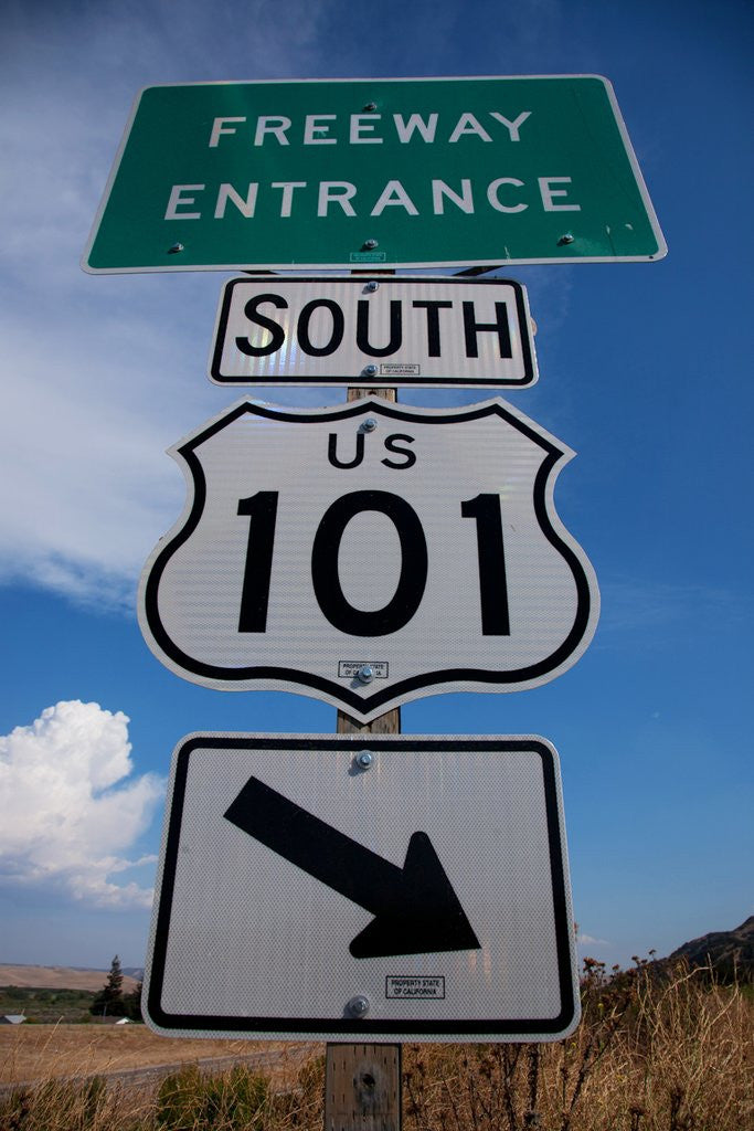 Detail of Freeway Entrance sign to US Route 101 South, Pacific Coast Highway by Corbis