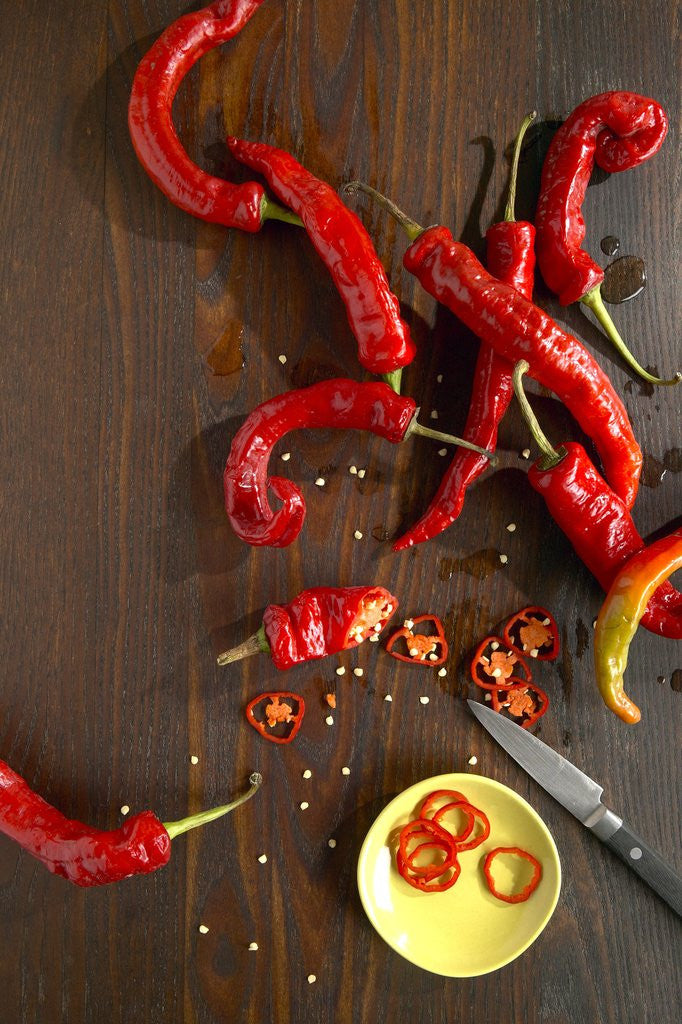 Detail of Chile peppers by Corbis