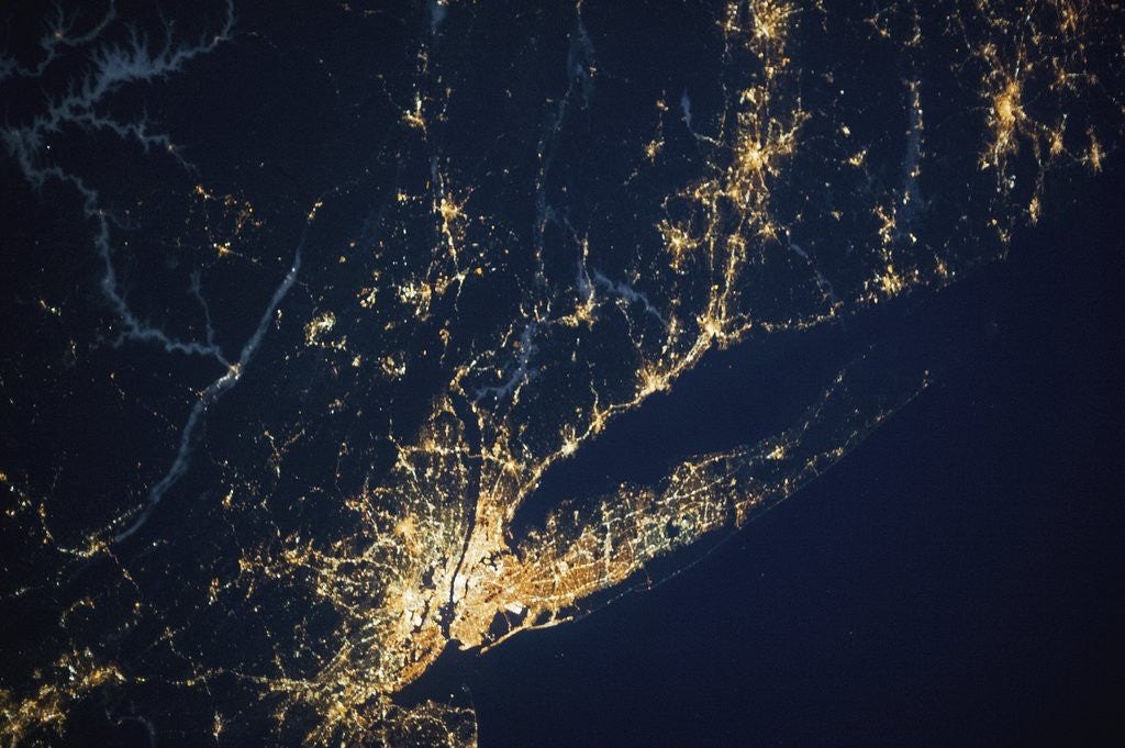 Detail of New York City and Long Island seen from the International Space Station by Corbis