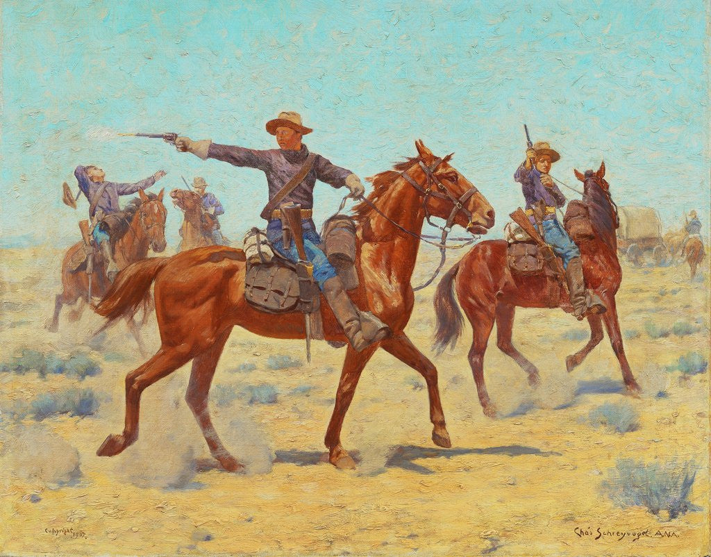 Detail of The Rear Guard by Charles Schreyvogel