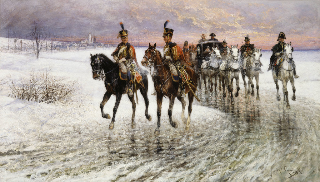 Detail of Napoleon Retreating from Moscow by Jan Chelminski