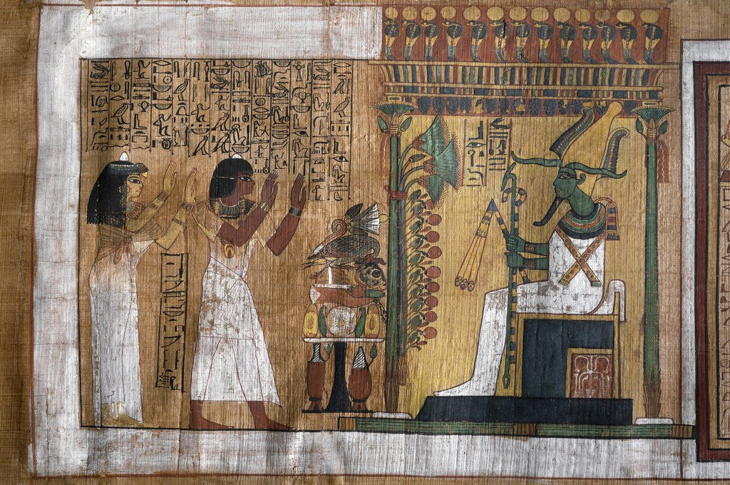 Detail of The deceased Kha and his wife Merit worship Osiris by Corbis