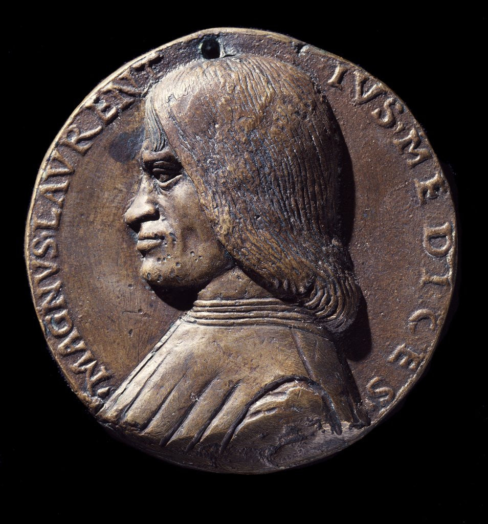 Detail of Portrait Medal of Lorenzo de Medici by Niccolo Spinelli