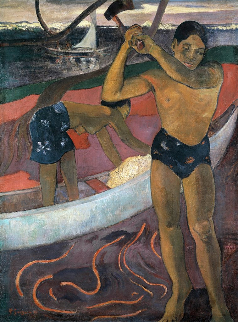 Detail of Man with Ax by Paul Gauguin