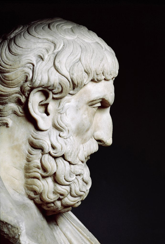 Detail of Bust sculpture of Epicurus by Corbis